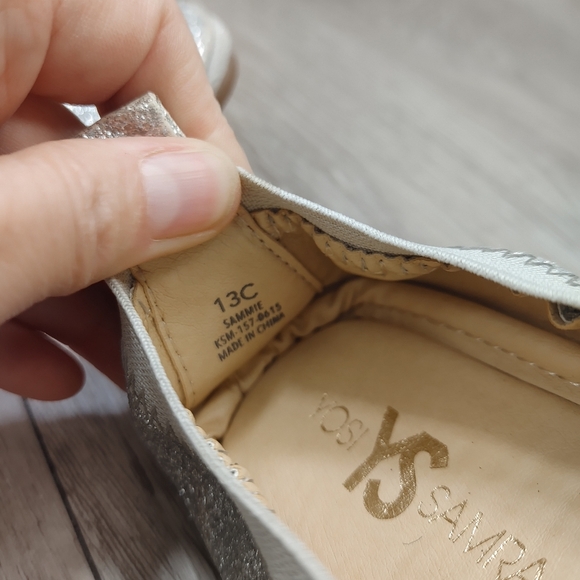 Yosi Samra Sammie Silver Glitter Ballet Flats Round Toe Slip On Elastic 13C - Picture 7 of 8